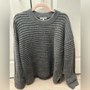 Madewell Charcoal Speckled Sweater Large Wool Long Sleeve